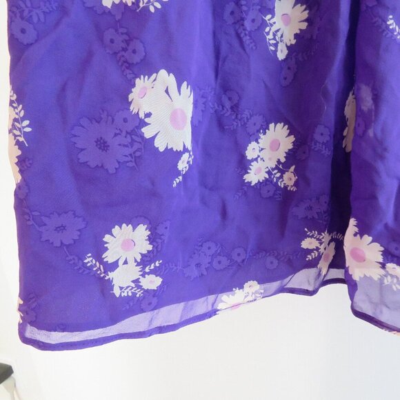 VINTAGE ANNA SUI 100% Silk Purple Ditsy Floral Draped Dress Y2K - Size US 2 - Picture 8 of 15